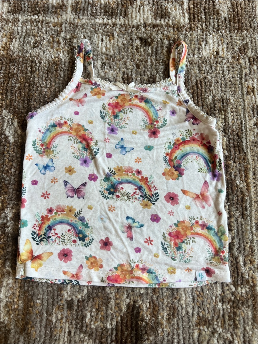 Toddler Girls 2-3 Posh Peanut Cami top on butterfly/rainbow print